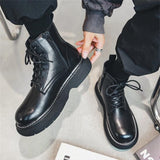 Advbridge Autumn Boots Men Split Leather Martins Boots Fashion Platform Shoes Harajuku Streetwear Male Casual Motorcycle Ankle Boots