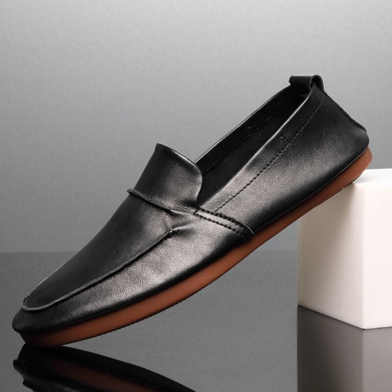 Advbridge Leather Fashion Loafers Men Classic Business Flats Driving Shoes Man Vintage Designer Slip On Office Casual Men's Shoes