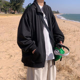 Advbridge Harajuku Embroidery Zip Up Hoodies Mens Loose Long Sleeve Sweatshirt Men Bifurcated side buckle Spring Oversized Hooded Jacket