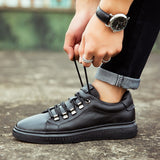 Advbridge Spring Summer New trend Genuine Leather  Men's Shoes Fashion Casual  Sneakers black Wild Flat Shoes Non-slip Board Shoe