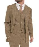 Advbridge Mens Suit Grey 3 Piece Suit Hight Quality Wool Tweed Wedding Groomsmen Shawl Lapel Tuxedos Slim Fit Blazer+Pants+vest