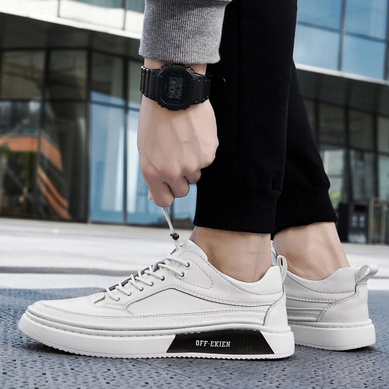 Advbridge White Men's Sneakers Light Casual Shoes for Men Breathable Leather Shoes Men Men Shoes High Quality Driving Shoes Outdoor