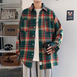 Advbridge Autumn Long Sleeved Shirt Men Fashion Oversized Plaid Shirt Men Streetwear Korean Loose Casual Shirts Mens Large Size M-5XL