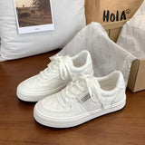 2022 New White Platform Shoes Woman Increased Fashion Sneakers Women Leather Low-top Lace-up Casual Women's Shoes High Quality