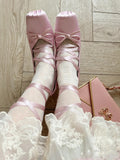 Advbridge NEW Classic Pink Silk Ballet Shoes Lace Up Lolita Young Girl Ballet Shoes Women Bowtie Thick Heel Elegant Valentine Shoes