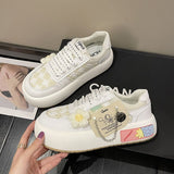 Advbridge Bread Canvas Shoes for Women Spring 2023 Round Toe Classic All-match Casual Breathable Thick Bottom Student Sneakers