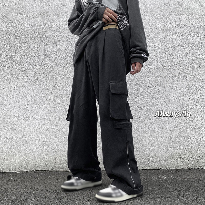 Advbridge American Overalls Punk High Street Mens Oversize Streetwear Hip Hop Trousers Harajuku Designer Elastic Band Gothic SportPants