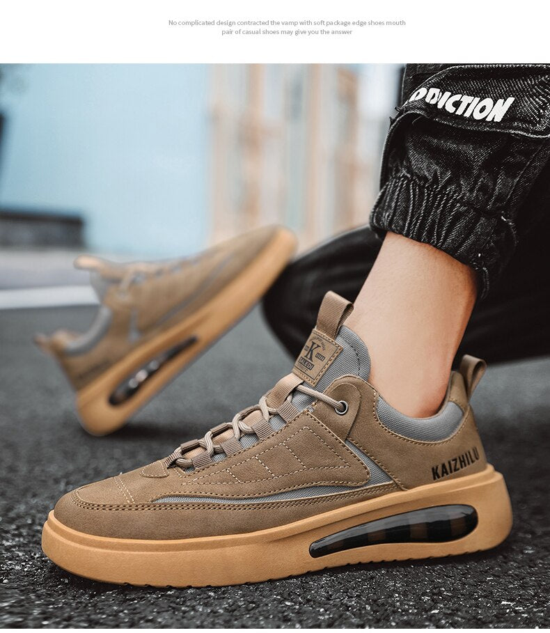 Advbridge Fashionable and Comfortable Leather Stitching Men's Shoes Autumn New Men Casual Shoes Thick-soled Shock-absorbing Business Shoes