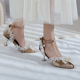 Advbridge Large Size High Heel Sandal for Women Shoes Suit Female Beige  Summer Big High-heeled Velvet Black Girls New Low Comfort