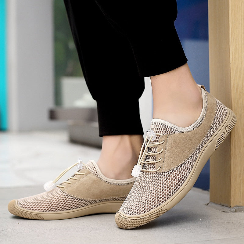 Advbridge Breathable Mesh Shoes Men Summer Casual Sneakers Non-Slip Outdoor Hiking Shoes Hollow Out Mens Loafers Lightweight Beach Sandals