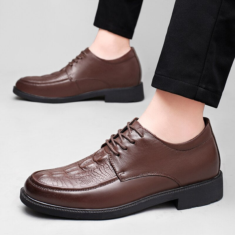 Advbridge Luxury Brand Genuine Leather Business Formal Shoes Big Size 47 Office Work Shoes 100% Cow Leather Men Shoes Increase 4.5CM Shoes