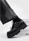 Advbridge New Men Leather Platform Oxfords Slip On Thick Tottom Male Derby Shoes Casual Loafers Mens Square Toe Formal Dress Shoes
