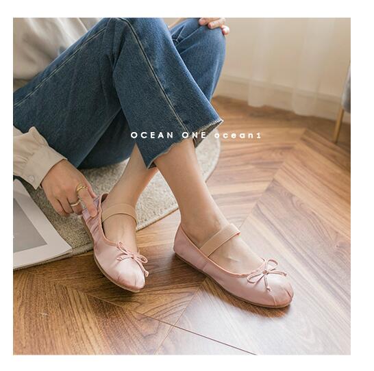 Advbridge Classic Silk Ballet Shoes Elastic Band Ballet Shoes Women Round Toe Bowtie Women Flats Elegant Valentine Shoes 03