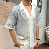 Advbridge Summer Contrast Stitching Print Shirt Short Sleeve Casual Men Shirt Streetwear Camisa Fashion Masculina Shirt Moda Hombre 2023