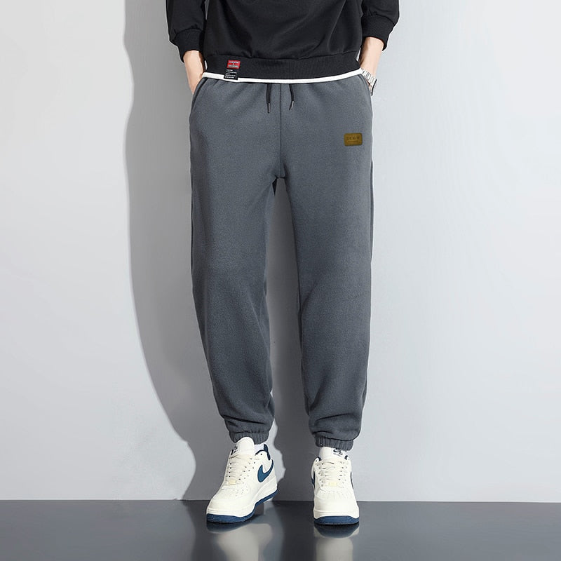 Advbridge New Men Loose Jogging Pants Fashion Autumn Winter Fleece Warm Sweatpants Mens Outdoor Straight Trousers Pantalon Hommes