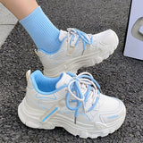 Advbridge Blue Thick Soled Platform Sneakers Spring Breathable Mesh Chunky Sneaker Woman Casual Student Running Vulcanize Shoes