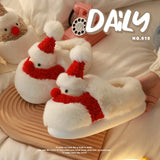 Advbridge Women Winter Warm Slippers Cute Snowman Christman Shoes Couples Indoor Home Floor Slipper Thick Sole Female Male Party Slides