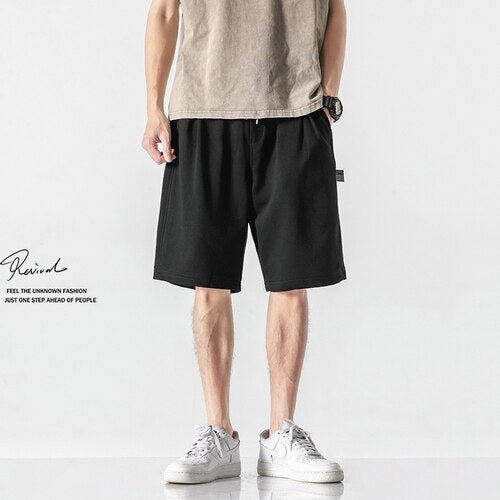Advbridge Mens Shorts Summer Cargo Solid Color Shorts Fashion Knee Length Drawstring Men Shorts Cotton Work Bermudas Plus Size 2023 E48