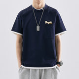 Advbridge Summer Men's T-Shirt Young Chest Pocket Design Losse Casual Short Sleeved Shirt Fashion Hip Hop Unisex College Simple Top 2023