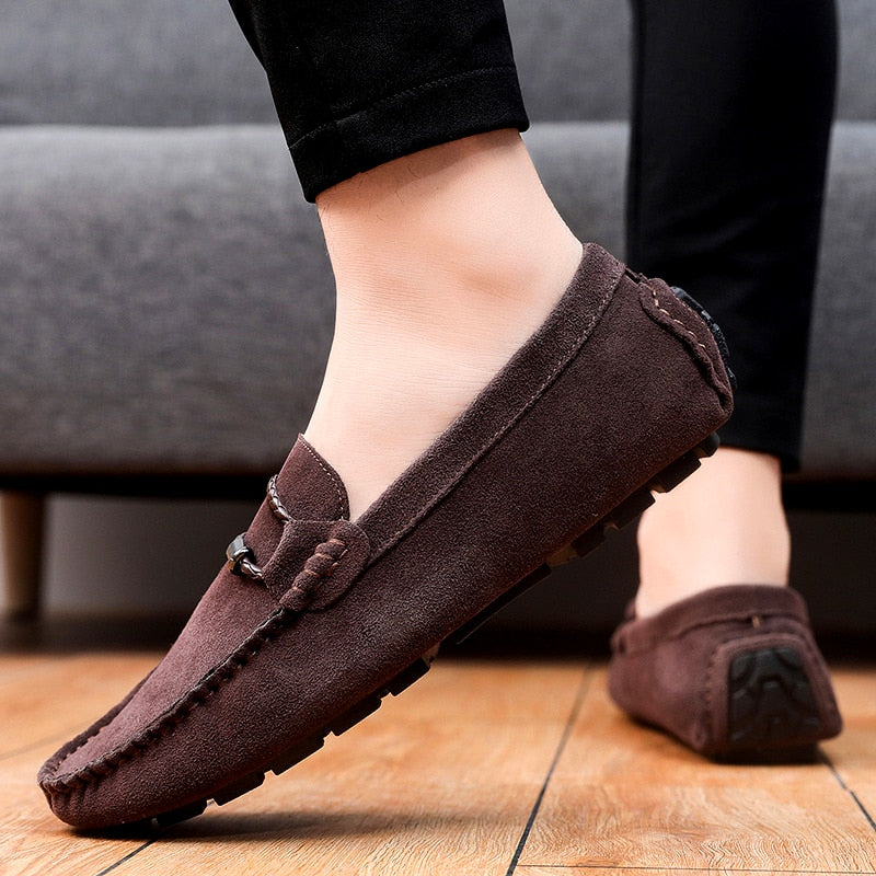 Advbridge Summer Men Loafers Sude Leather Casual Shoes Fashion Slip on Driving Shoes Breathable Moccasins Big Size 38-49 Leisure Walk