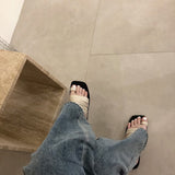 Advbridge 2023 Korean Style Unique Design Fashion Summer Rome Square Head Flat Sandals Outdoor Beach Slippers Elegant Women Shoes Outside