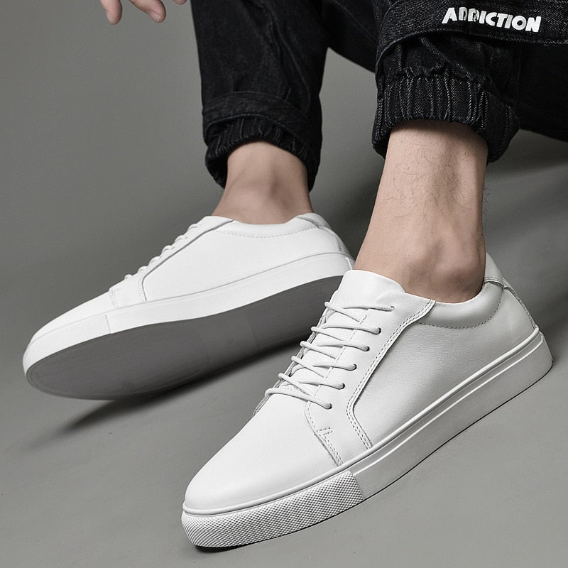 Advbridge Classic Men's Genuine Leather Casual shoes Fashion White Sneakers  Luxury Leisure Black Summer Shoes Breathable Outdoor Flats