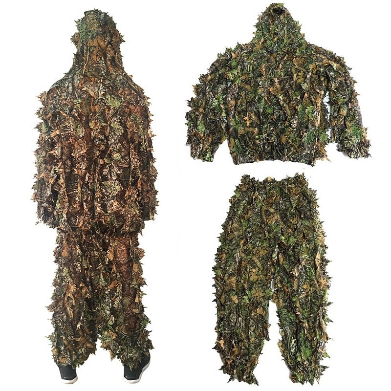 Advbridge Men Women Kids Outdoor Ghillie Suit Camouflage Clothes Jungle Suit CS Training Leaves Clothing Hunting Suit Pants Hooded Jacket