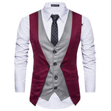 Advbridge New Men's Vest Fake Two Piece Top Single breasted Sleeveless Dress South Korea Fashion Street Dress Luxury Wedding Vest