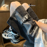 Advbridge Workwear denim shorts for men's summer loose fitting American high street straight tube casual quarter pants new sweatpants