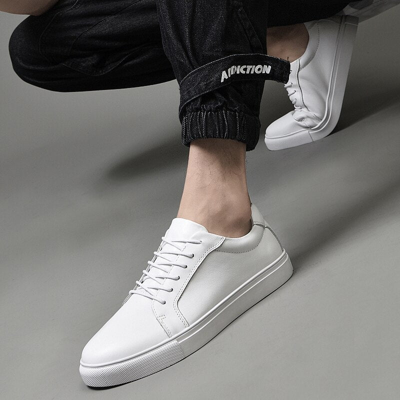 Advbridge Classic Men's Genuine Leather Casual shoes Fashion White Sneakers  Luxury Leisure Black Summer Shoes Breathable Outdoor Flats