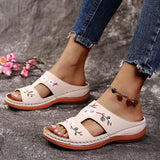 Advbridge Plus Size 42 43 Summer Women Slippers Outside Wedges Shoes Thick Platform Embroidery Flower Womans Sandals Beach Casual Slides