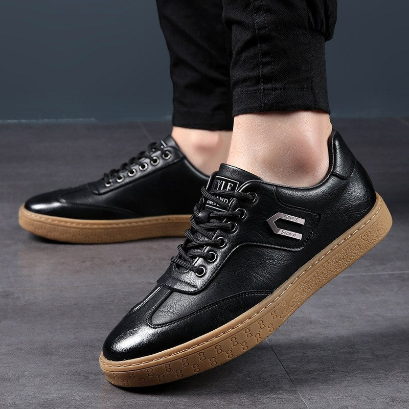 Advbridge Spring Autumn New Men Shoes Fashion Casual Skateboard Shoes Men Leather Walking Work Oxfords Business Hip Hop Mens Sneakers