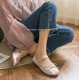 Advbridge Classic Silk Ballet Shoes Elastic Band Ballet Shoes Women Round Toe Bowtie Women Flats Elegant Valentine Shoes 03