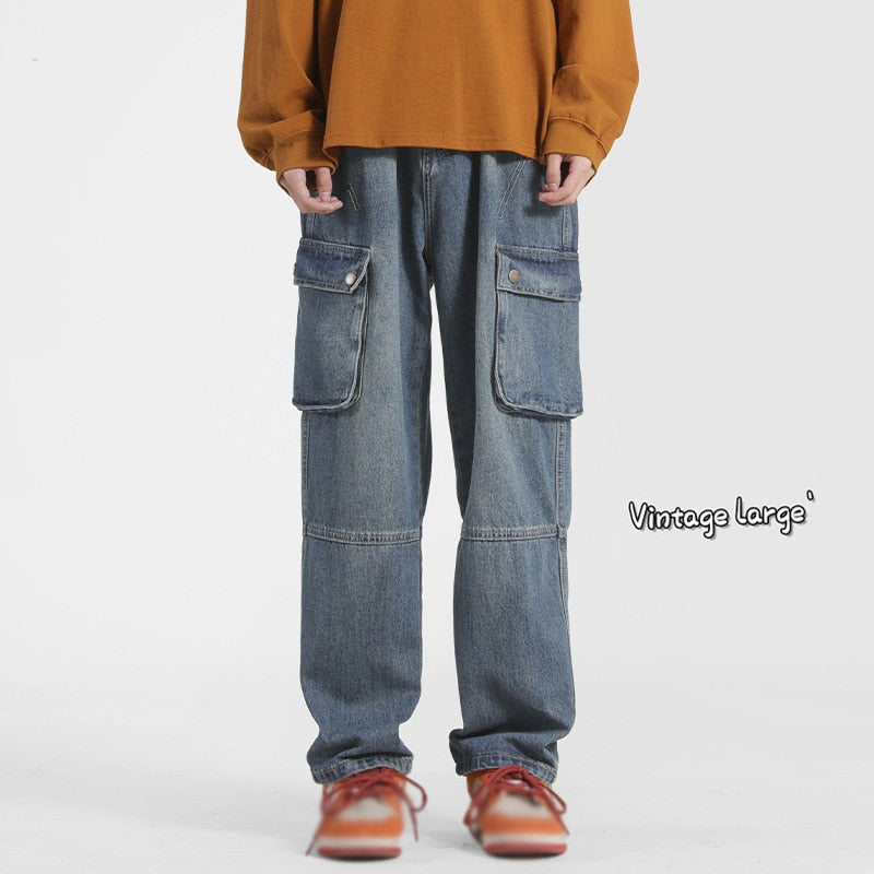 Advbridge Y2K Hot Men's Fashion Streetwear Korean Vintage Low Rise Baggy Jeans Straight Hip Hop Denim Pants Male Trousers For Men Clothes