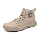 Advbridge Leather Man Ankle Boots Classic Comfy Men's Sneakers Soft Handmade Men Casual Shoes Lace-up Solid Non-slip Male Motorcycle Boots