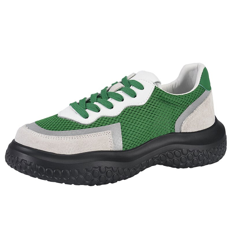 Advbridge New Women Chunky Shoes Fashion Mesh Vulcanized Shoes Green Lace-Up Women Sneakers Summer Outdoor Sport Shoes Tenis Feminino