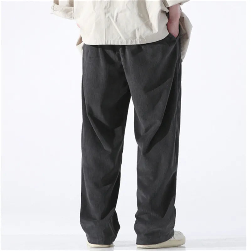 Advbridge Spring Autumn Straight Pants Men Casual Corduroy Trousers Solid Loose Comfort Long Pants Male