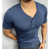 Advbridge Knitted Short Sleeved T-shirt Men Summer Streetwear Korean Solid Color Top Camisa Masculina Tee Shirt Homme Multicolor