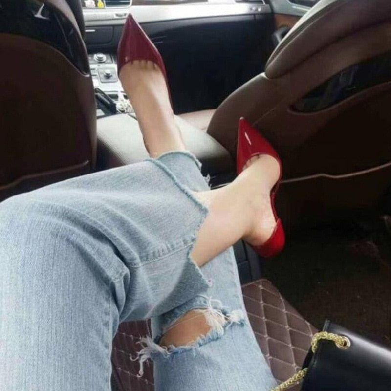 Advbridge Fuchsia Suede Shallow Women Stiletto High Heels Shoes 12CM 10CM 8CM Cutouts Pointed Toe Celebrating Party Dress Shoes Size46