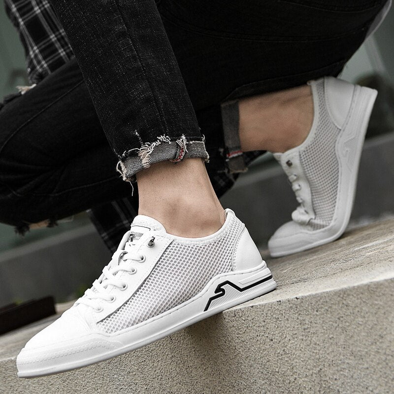 Advbridge New Brand High Quality White Men's Genuine Leather Casual Shoes Summer Breathable Outdoor Sneakers Man Loafers Comfortable Flats