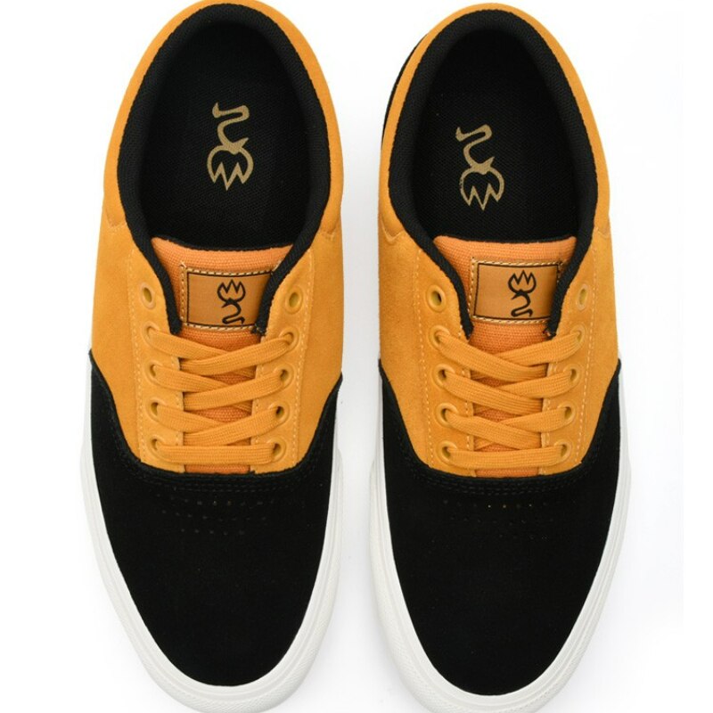 Advbridge Suede Leather Casual Shoe for Men Yellow Sneakers Lace-up Walking Shos for Teenager Light Rubber Outsole