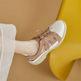 Advbridge New College Style Lace Up Hole Sandals Women Summer Sandals Round Toe Platform Shoes for Women Split Leather Women Sandals