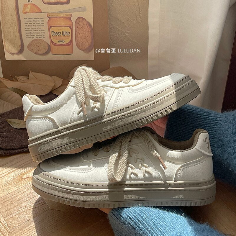 Advbridge Brand Leather Sneakers Women 2023 Designer Platform Casual Lace Up Woman Flats Sneakers Shoes Tennis Female Vulcanized Shoes NEW