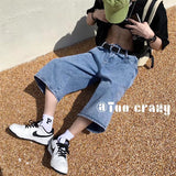 Advbridge Multi-pockets Cargo Pants Summer Short Jeans Breeches Hip Hop Streetwear Baggy Denim Shorts Casual Wide-leg Capris Pants 5XL-M