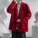Advbridge Shiny Luxury Red Two Buttons Velvet Blazer Jacket Men Autumn New Loose Club Party Wedding Blazers Male Blazer Costume Homme