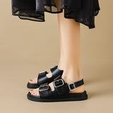 Advbridge 2023 summer women's outerwear sandals Ladies' casual flats Stylish metal design black rubber shoes work wear free shipping