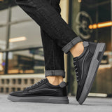 Advbridge Fashion Mens Casual Shoes Simple Leather Men Sneakers Youth Teenage Vulcanize Shoes Comfortable Male Skateboard Footwear Lace-Up