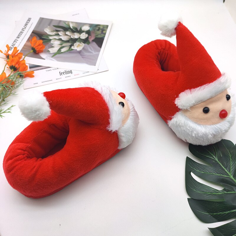 Advbridge Women Winter Slippers Indoor Home Cute Christmas Shoes Warm Plush Soft Sole Female Male House Floor Slides Couples Furry Slipper