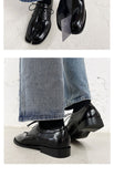 Advbridge NEW Classic Men and Women Black Eagle Claw Lace-Up Derbys patent leather Split Toe Casual Shoes INS HOT Statement Flats