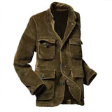 Advbridge Vintage Solid Men Coat Spring Autumn Casual Long Sleeve Lapel Single Breasted Jacket Men Fashion Loose Pocket Coats Streetwear